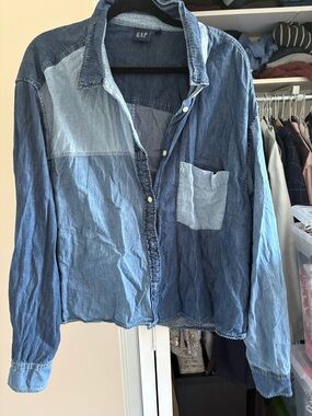 GAP Dark and Light Blue Denim Shirt